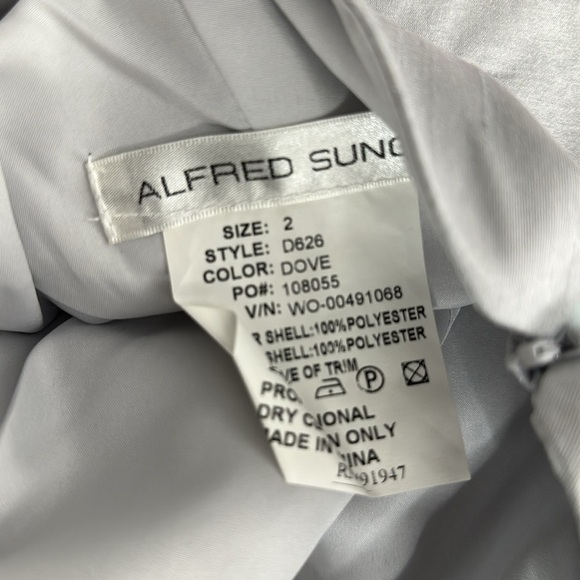 Alfred Sung short bridesmaid dress with bows dove NWT 2 / 4 / 8 - Picture 6 of 8